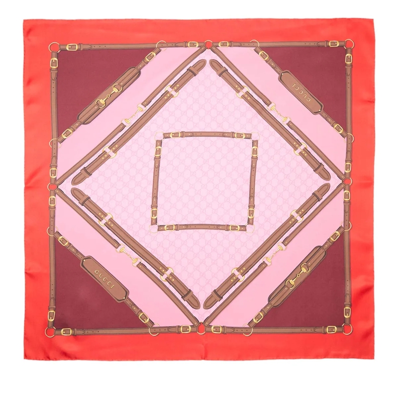 Gucci Lichtgewicht Sjaal Printed Silk Foulard Red