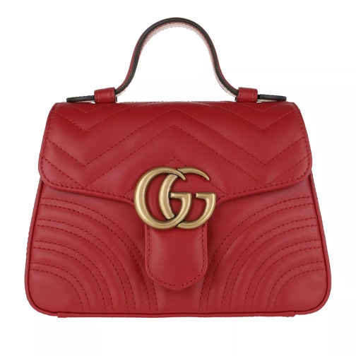 Gucci GG Marmont Mini Top Handle Bag Hibiscus Red Crossbodytas