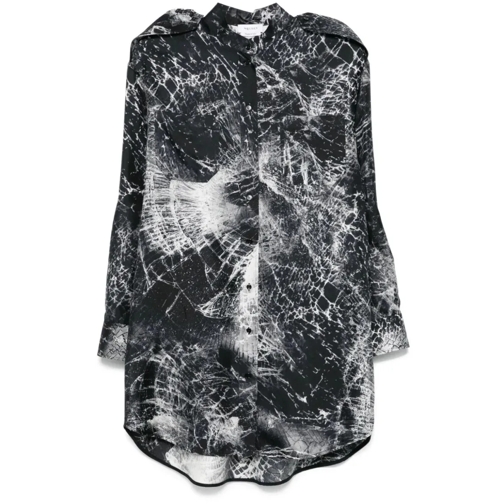 Alexander McQueen Smashed Screen Print White/Black Mini Dress Black Miniklänningar