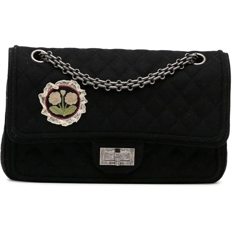 Chanel Schultertasche Reissue Wool Shoulder Bag schwarz