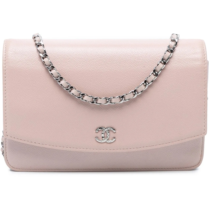 Chanel Sac à bandoulière CC Caviar Sevruga Wallet On Chain rose