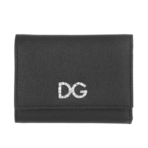 Dolce&Gabbana Dauphine Foldover Wallet Leather Black Flap Wallet