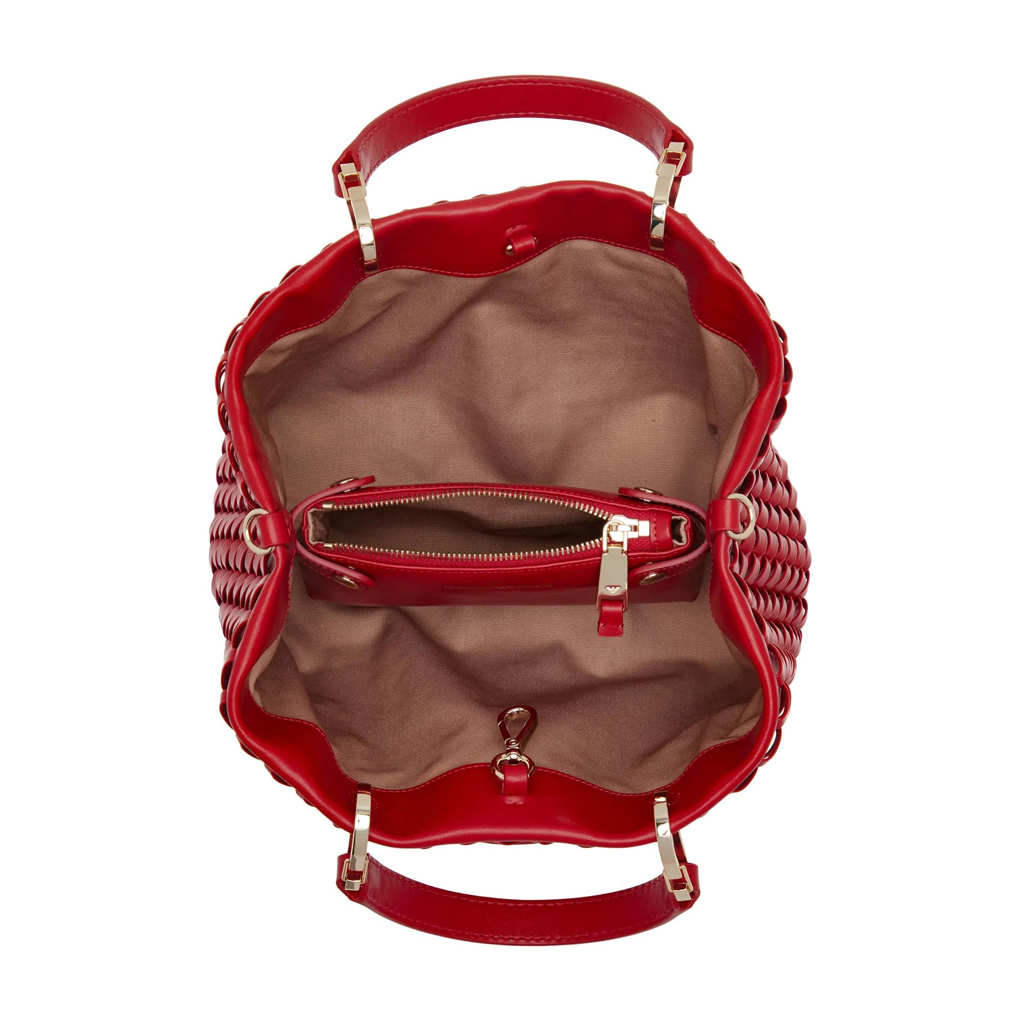 Emporio Armani Shoppers Shopping Bag S Weave Leather in rood