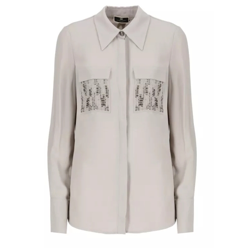 Elisabetta Franchi Viscose Shirt With Beads Grey 