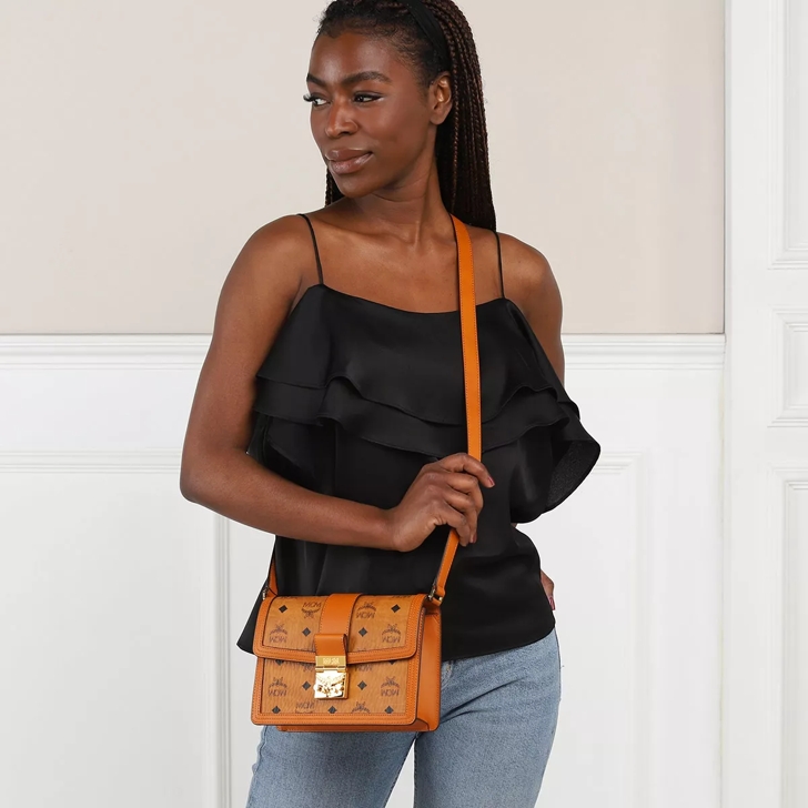 Medium Tracy Shoulder Bag in Visetos Cognac