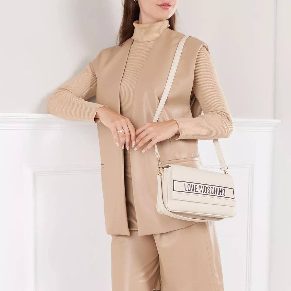 Love Moschino Ivoor Logo Lettering Schoudertas met Verstelbare Band White Dames