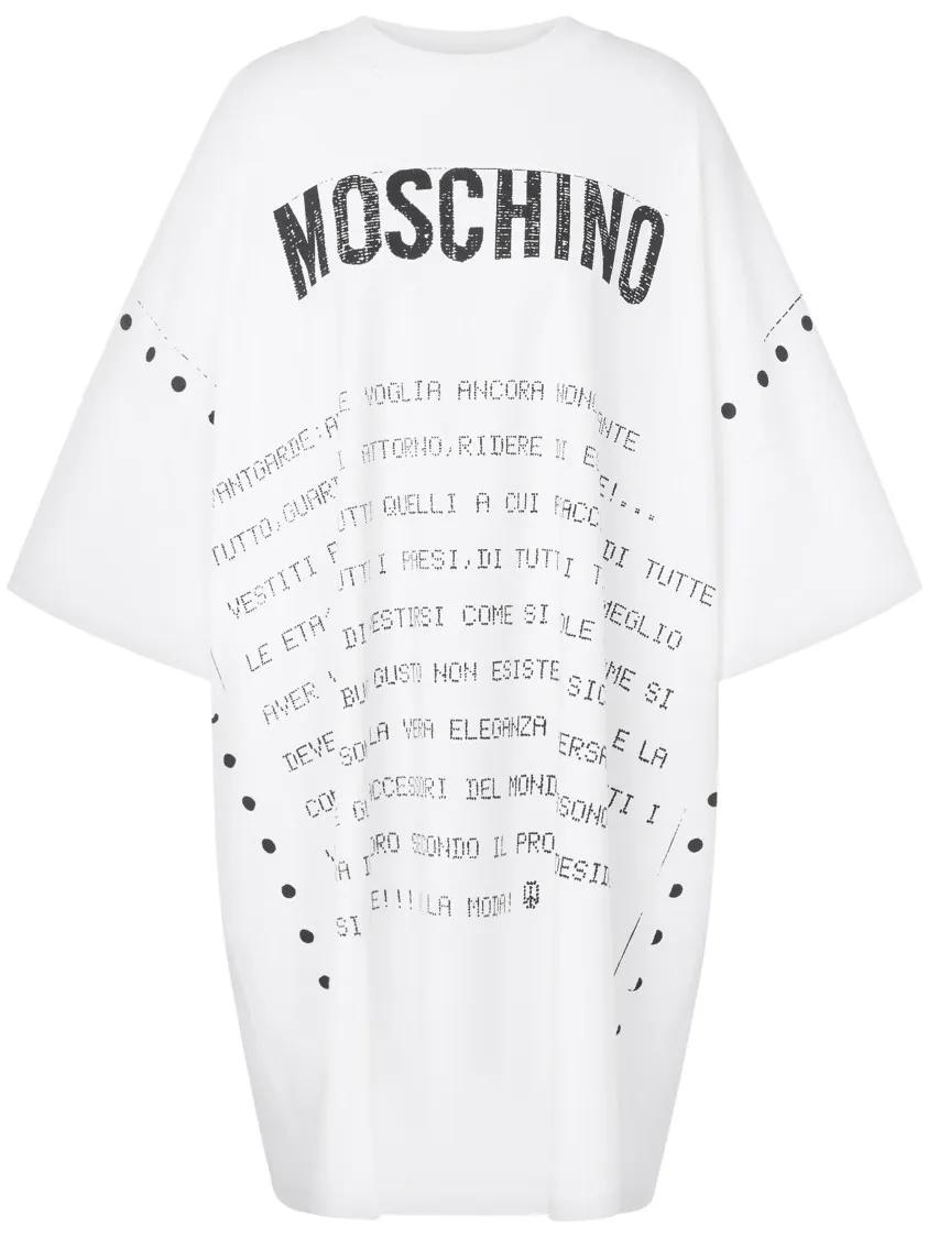 オールインワン・サロペット Moschino Oversized White Dress With Graphic Elements Moschino Oversized White Dress With Graphic Elements White
