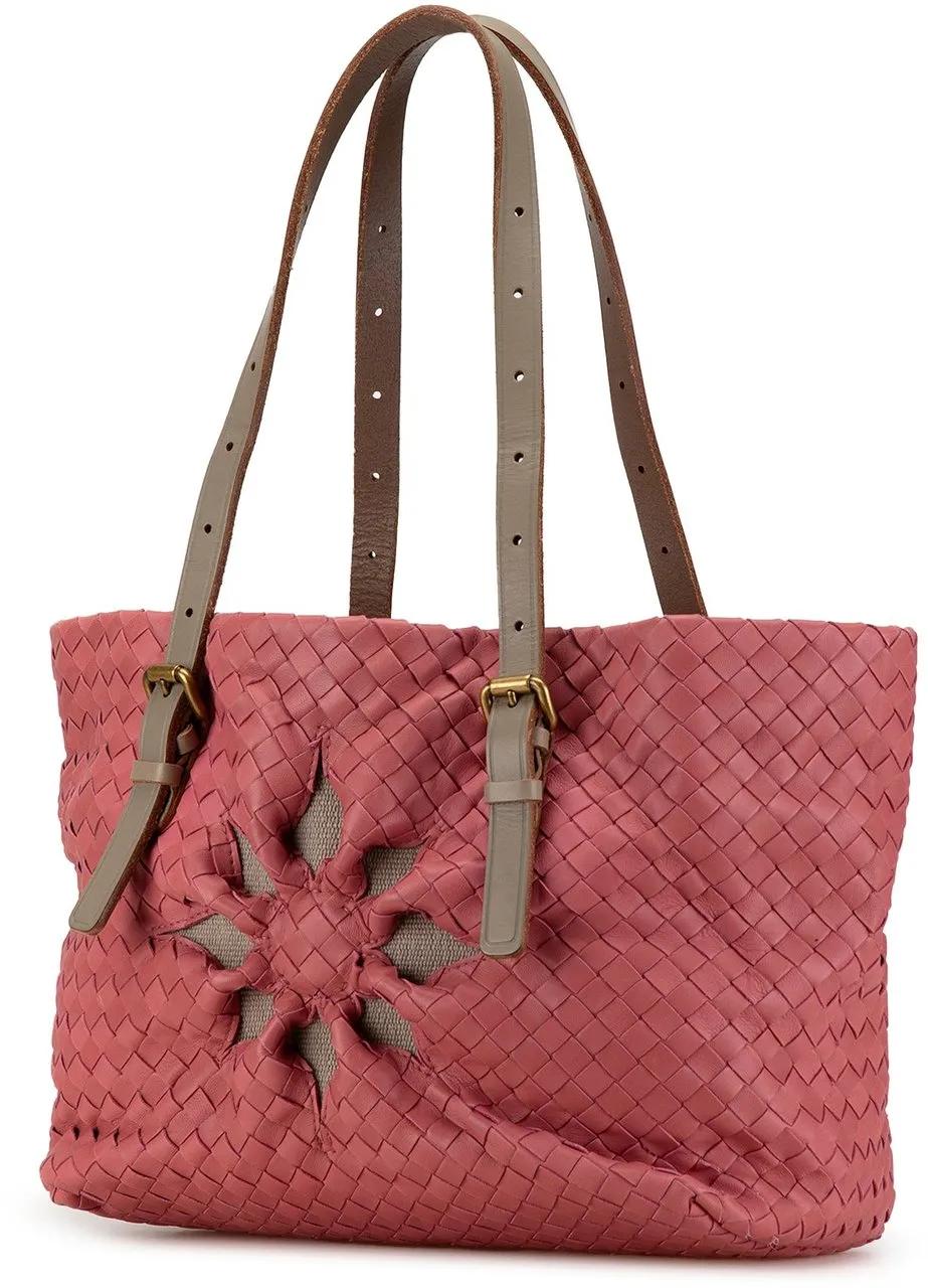 Bottega Veneta Shoppers 2000-2010 Intrecciato Marquise Flower Tote in poeder roze