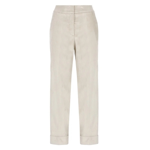 Peserico  Beige Cotton Corduroy Pants White