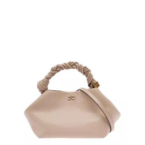 GANNI Bou' Beige Handbag With Butterfly Logo And Hand-Br Neutrals Sac à bandoulière