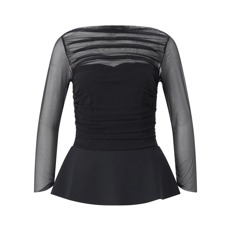 Chiara Boni Bluse Transparente Bluse schwarz