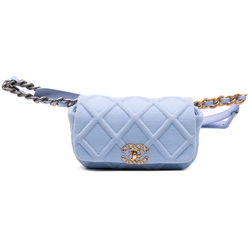 Chanel Sac de ceinture Jersey 19 Flap Belt Bag blau