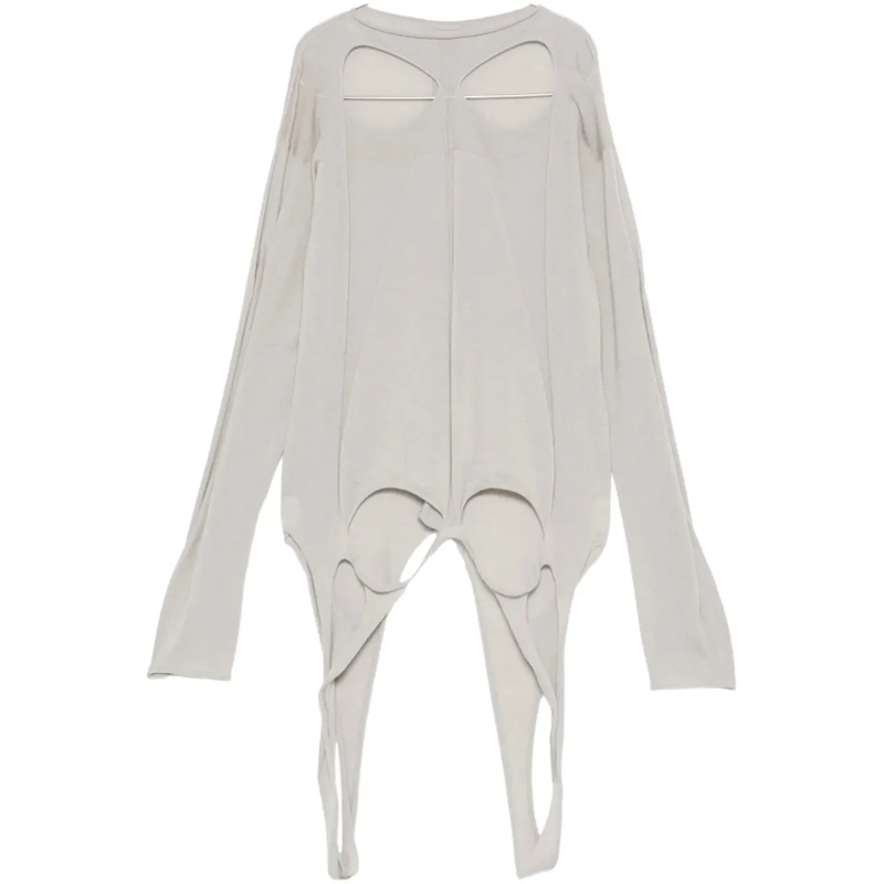 Rick Owens T-Shirt Slashed Oversized Pull Pearl grau