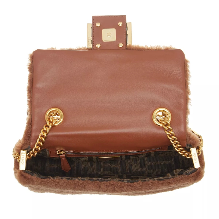 Fendi Baguette Chain Midi Crossbody Bag In Marrone