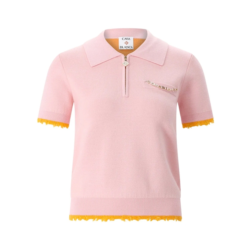 Casablanca Polohemd Poloshirt aus Wolle pink