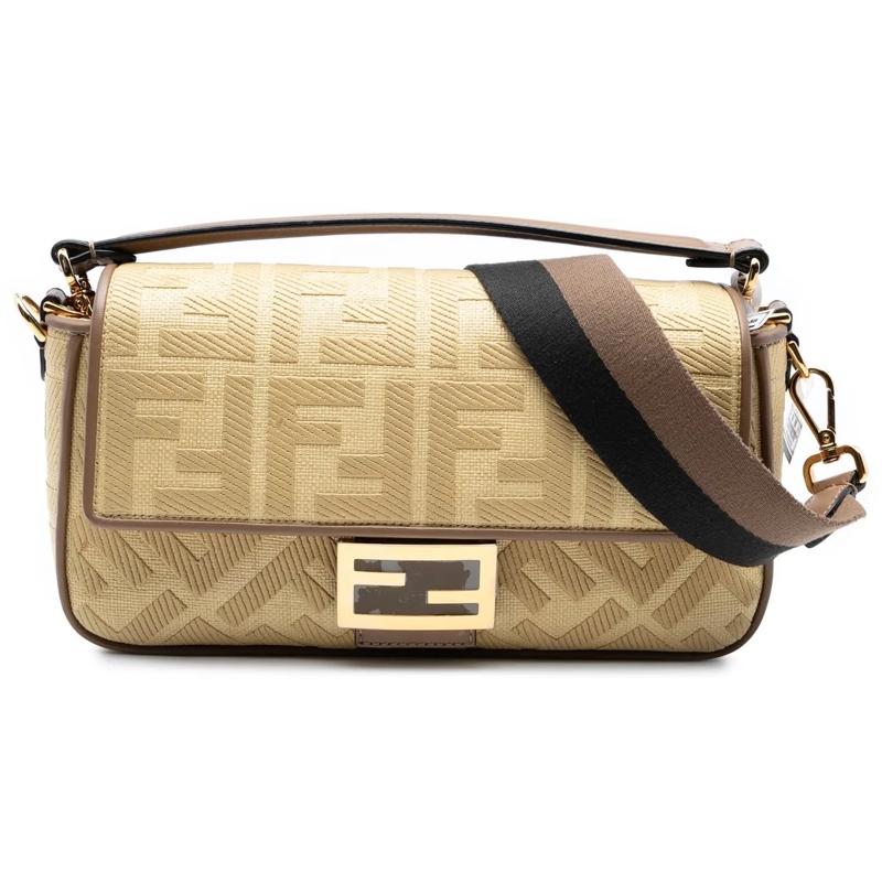 Fendi Sac à bandoulière Medium Embroidered Canvas Baguette Satchel braun