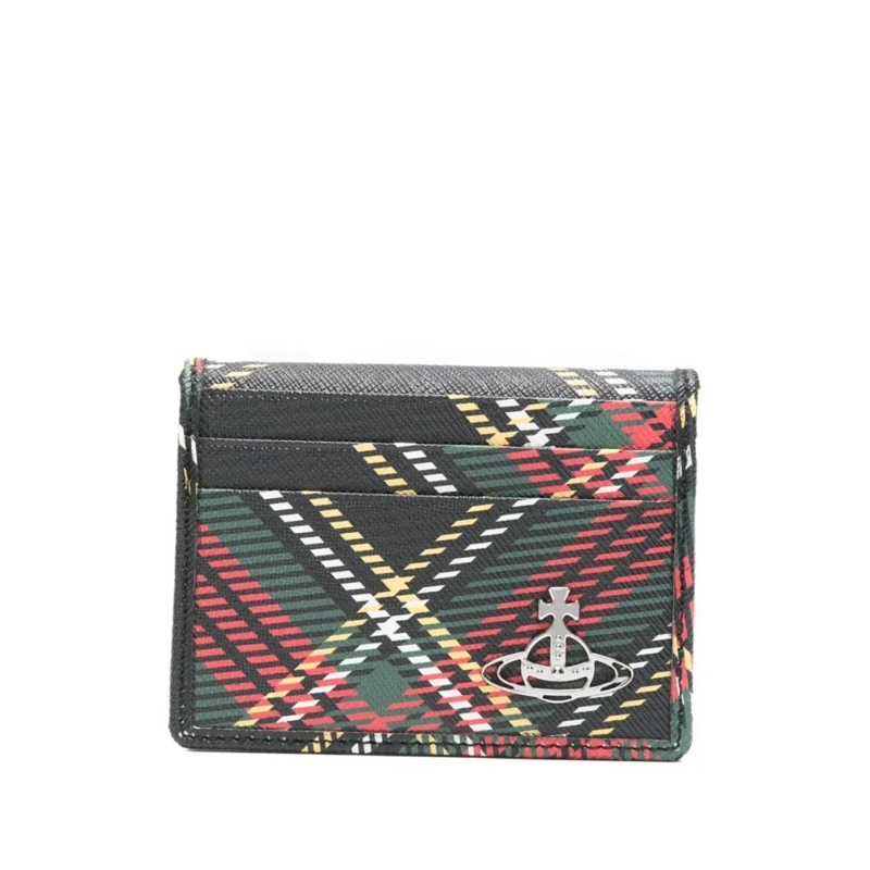 Vivienne Westwood Geldbörse Compact Black Tartan Plaid Wallet Grey