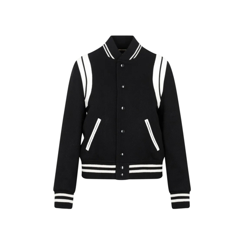 Saint Laurent 2 Bandes Teddy Jacket Black Bomberjacken