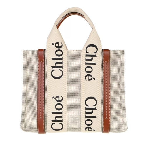 Chloé Small Woody Tote Bag White Brown Tote