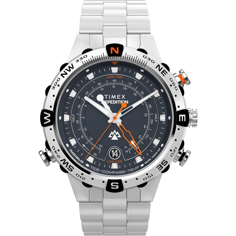 Timex Quarzuhr Quarz-Analoguhr Expedition Tide-Temp-Compass silber