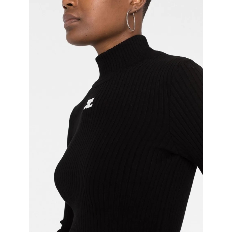 Courrèges Trui Fitted Black Roll Neck Sweater Black