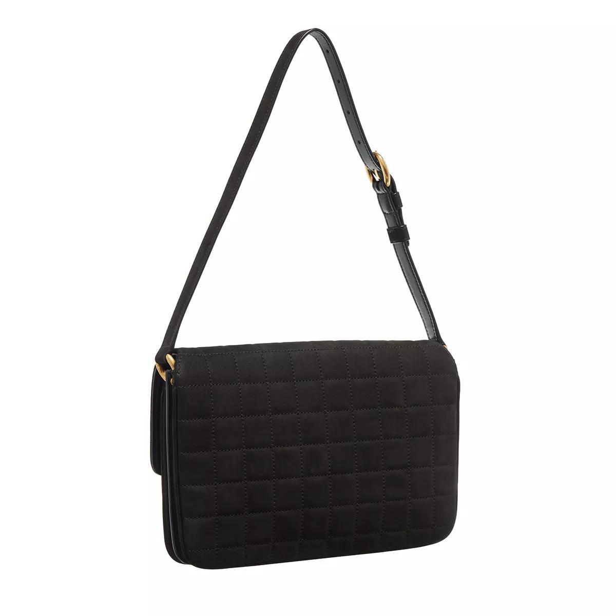 Saint Laurent Pochettes Le Maillon Satchel Quilted Nubuck in zwart