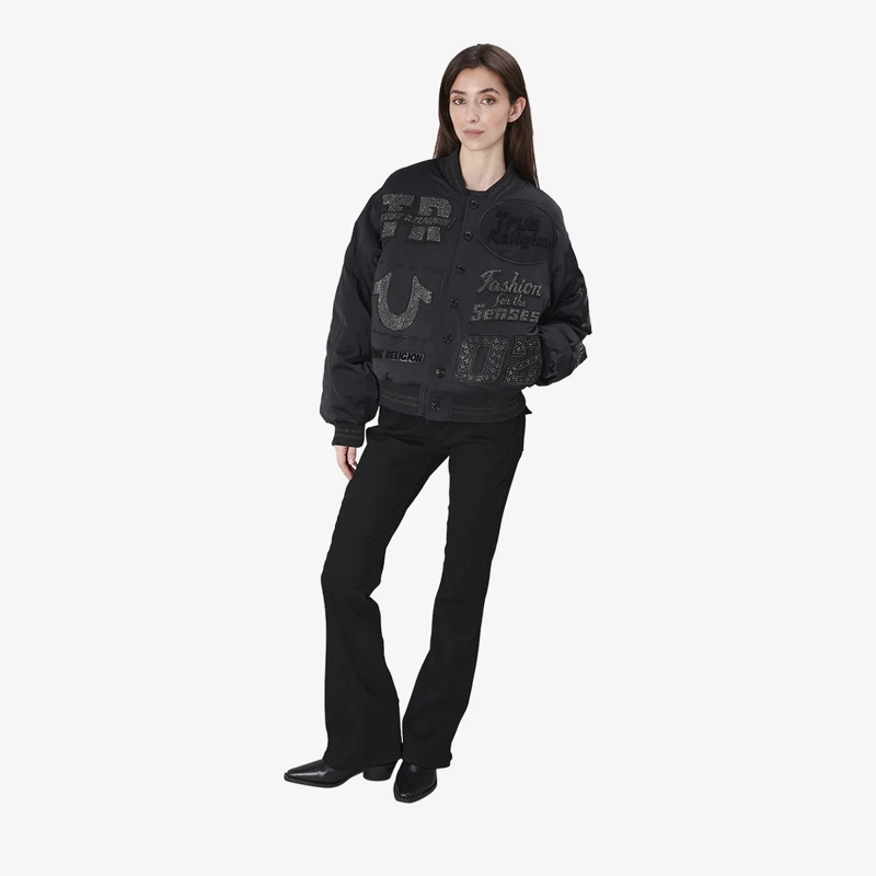 True Religion Blouson - Bomber-Jacke- Verzierung mit Ziersteine- Lässi schwarz(Image 2)