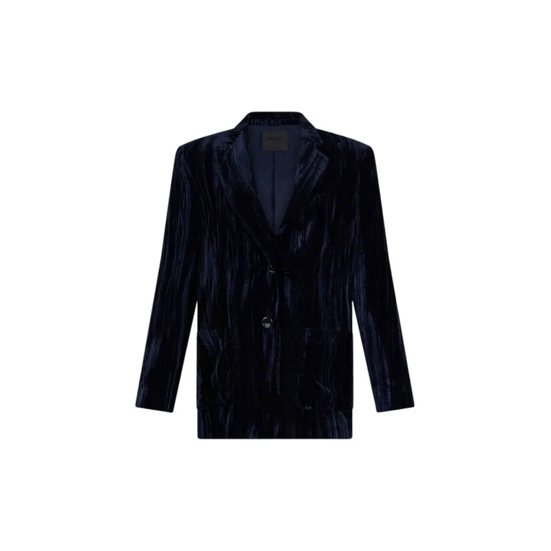 LIU JO Blazer Deep Navy Velvet Blazer With Classic Lapel Black