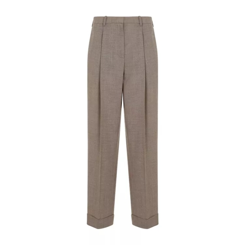 The Row Taupe Ivory Melange Virgin Wool Tor Pant Brown 