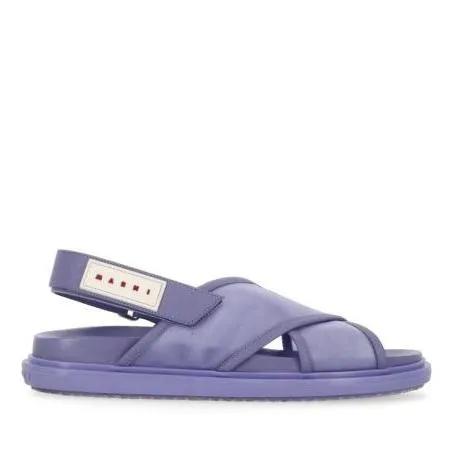 Marni Sandalen & Sandaletten - Purple Leather And Tech Fabric Sandals - Gr. 38,5 (EU) - in Lila - für Damen