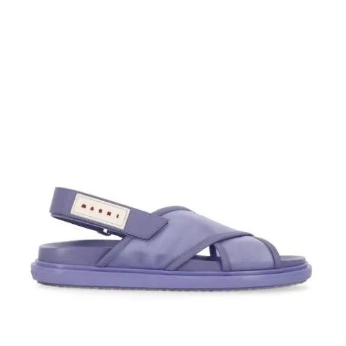 Marni Sandale Purple Leather And Tech Fabric Sandals Purple