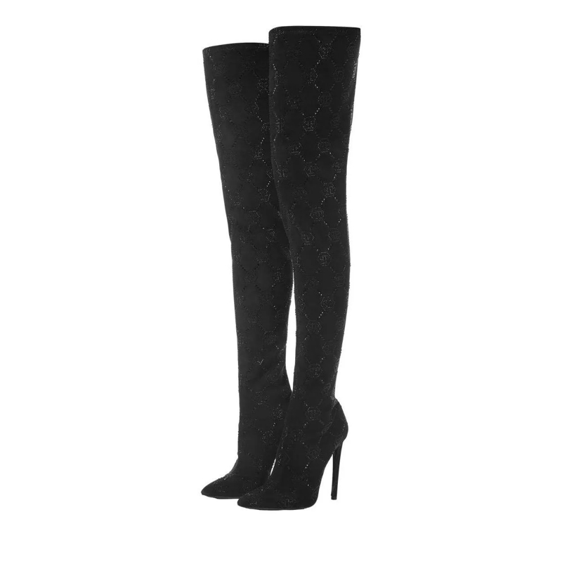 Philipp Plein Stiefel Overknee-Stiefel Monogram schwarz