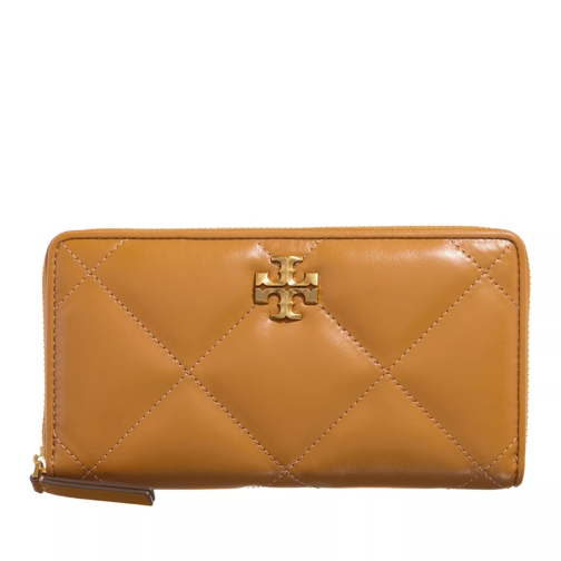 Tory Burch Kira Diamond Quilt Zip Continental Wallet Tan Portemonnaie mit Zip-Around-Reißverschluss