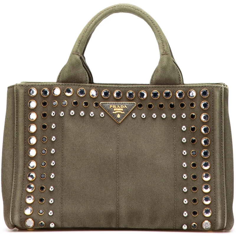 Prada Sac à bandoulière Small Canvas Canapa Bijoux Satchel braun