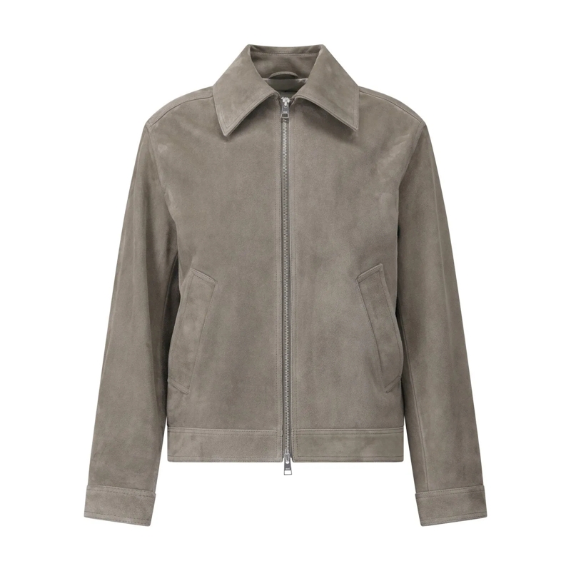 AMI Paris  Jacke aus Veloursleder Graugrün