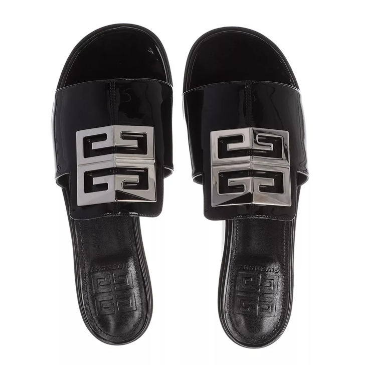 Givenchy 4G Flat Sandals Leather Black Slide