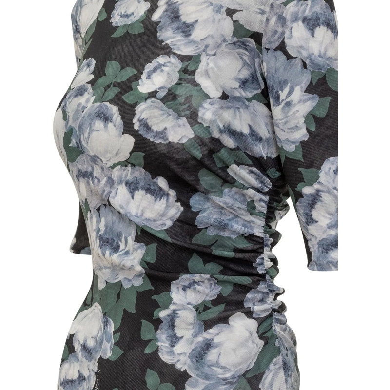 Stella McCartney T-shirt Top in Mesh a Fiori a Maniche Corte mehrfarbig(Image 3)