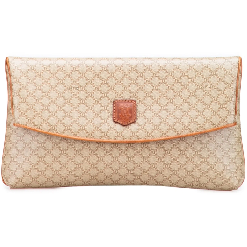 Celine Clutch Macadam Coated Canvas Clutch braun