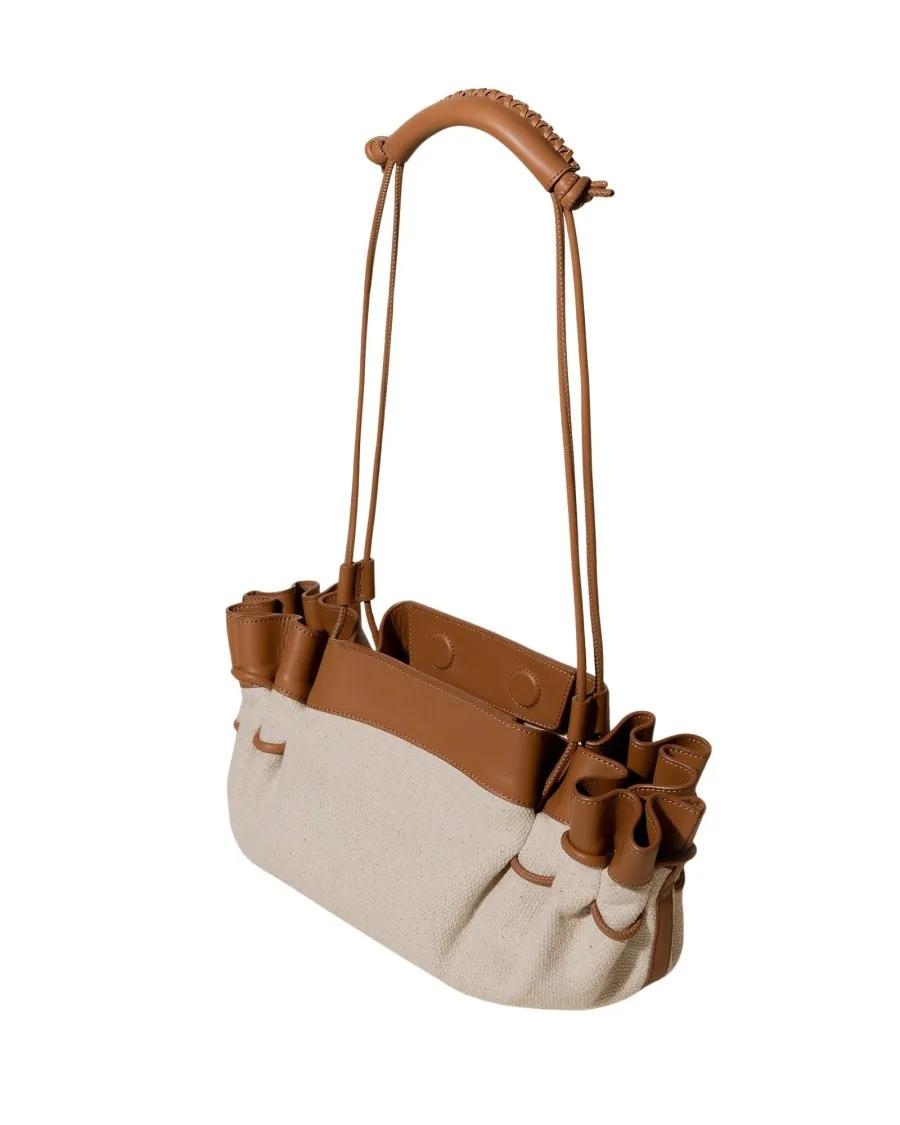 Hereu Shoppers & Totes Arta Canvas Structured Cotton Shoulder Bag in bruin