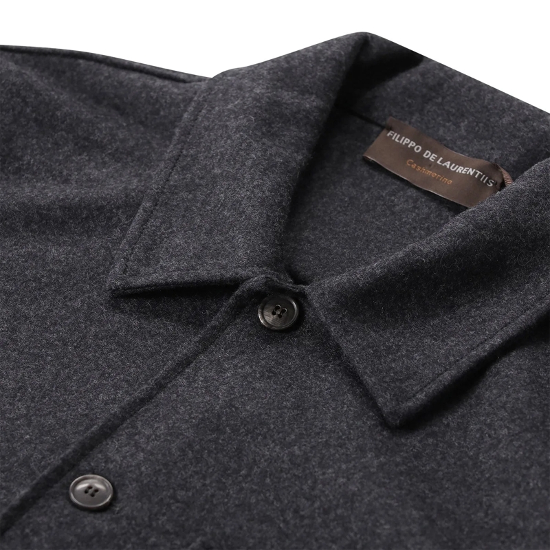 FILIPPO DE LAURENTIIS Cardigan Overshirt aus Merinowolle & Kaschmir grau(Image 3)
