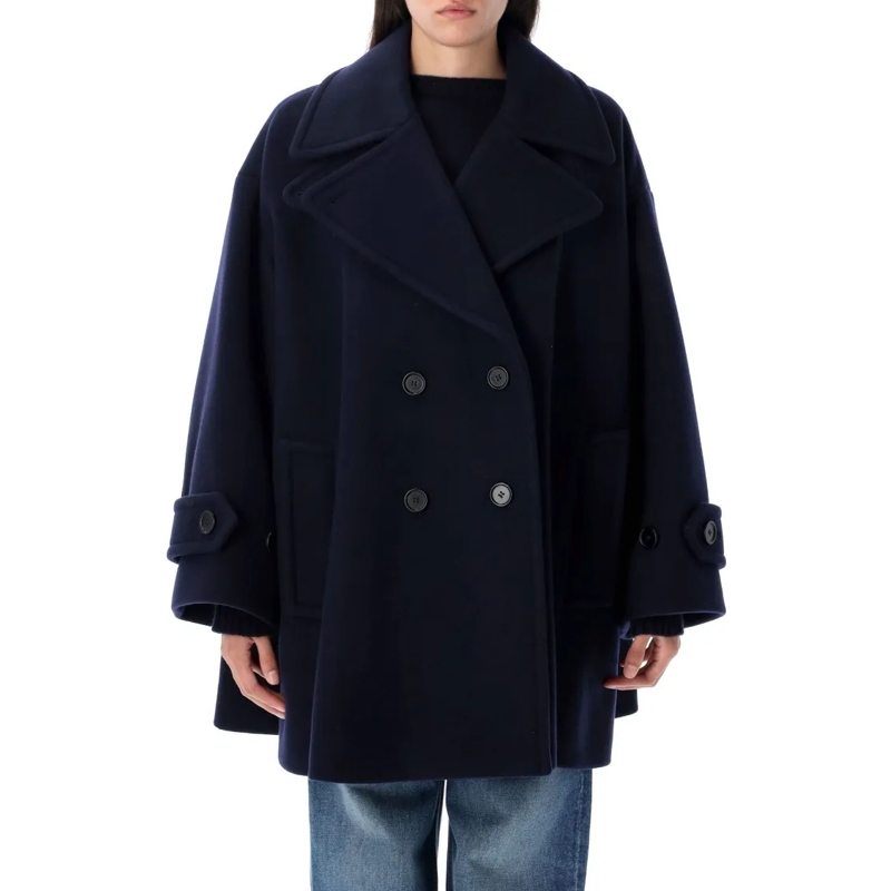 Chloé  Oversized Double-Breasted Coat Blue