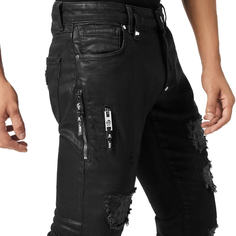 Philipp Plein Skinny-Leg-Jeans Rockstar-Fit Cocco Crocco Geprägt schwarz(Image 5)