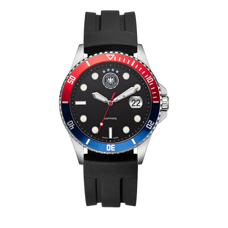 DFB Quarzuhr Quarzuhr DFB Herrenuhr mit Silikonarmband silber