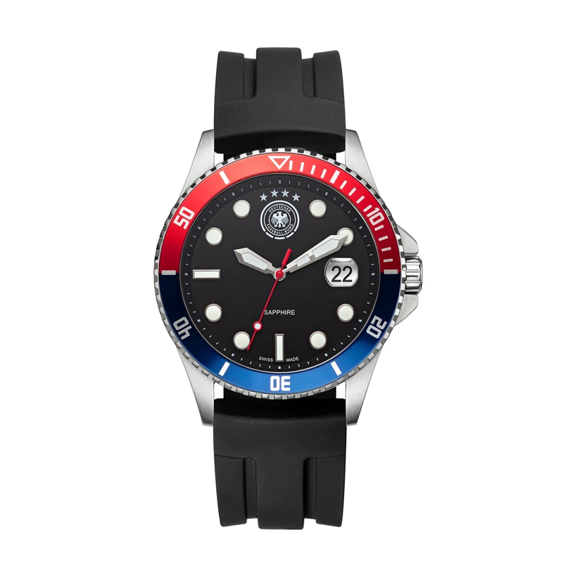 DFB Automatikuhr Quarzuhr DFB Herrenuhr mit Silikonarmband silber