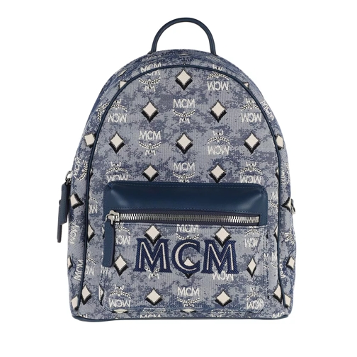 MCM Visetos Jacquard Backpack Small Blue Zaino