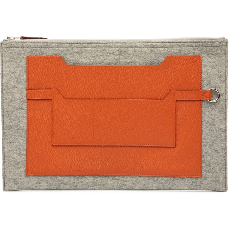 Hermès Clutch Epsom and Felt Toodoo 37 orange