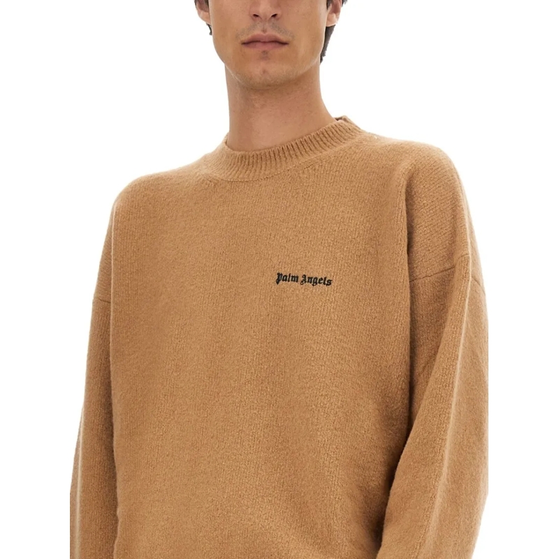 Palm Angels Pullover Jersey With Logo Neutrals (Image 4)