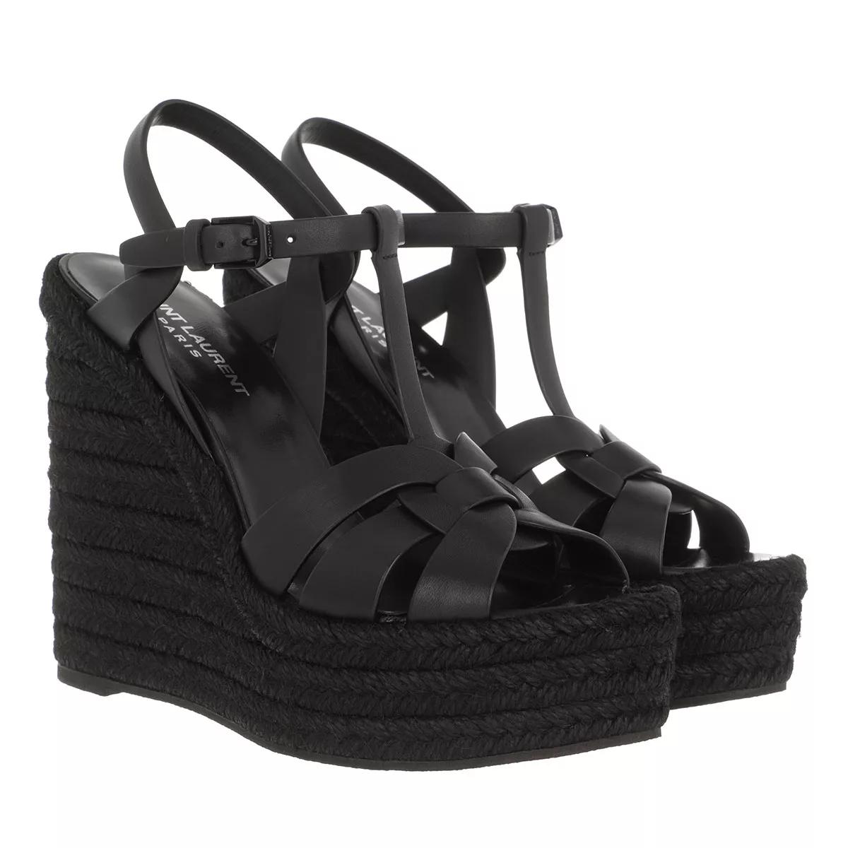 Saint Laurent Tribute Wedge Espadrilles Black | Espadrille