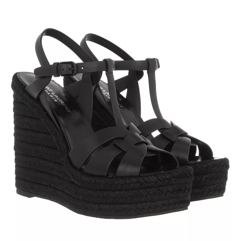 Saint Laurent Espadrilles Tribute Wedge Espadrilles Black