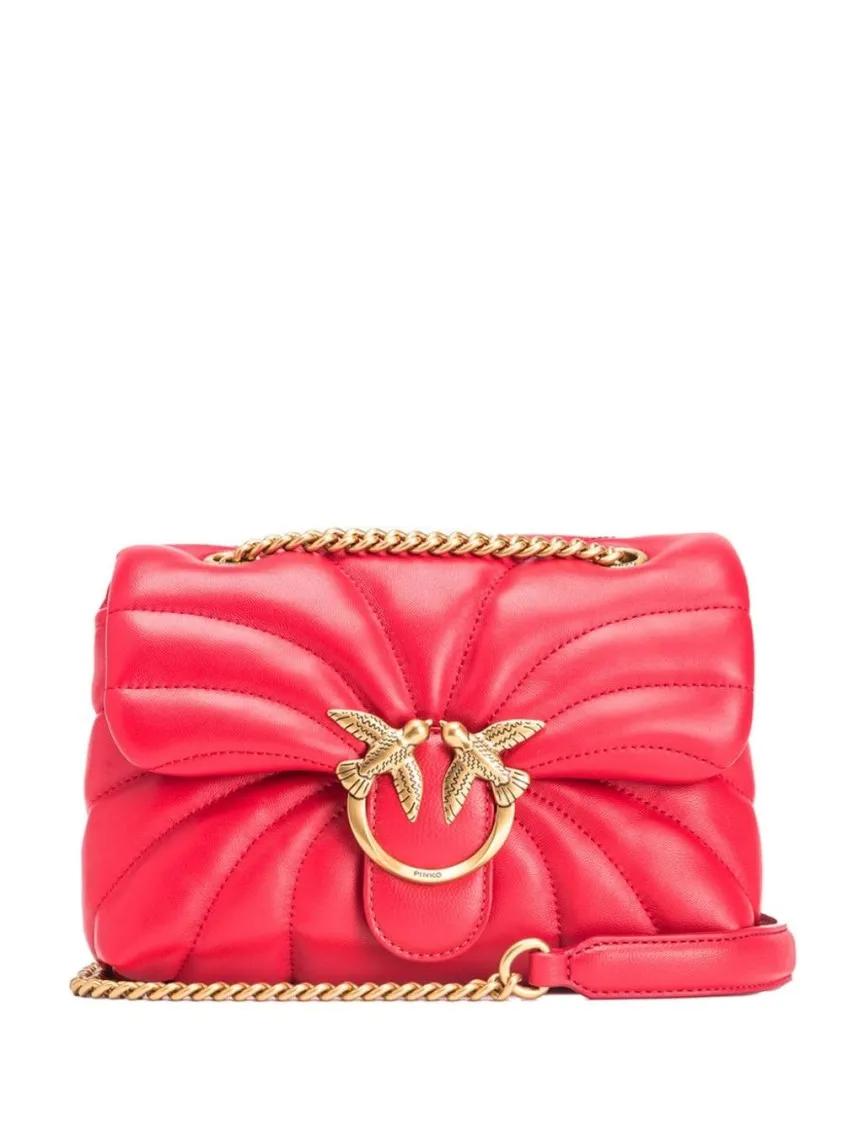 Pinko Shopper - Pink Sheepskin Love Birds Shoulder Bag - Gr. unisize - in Rot - für Damen